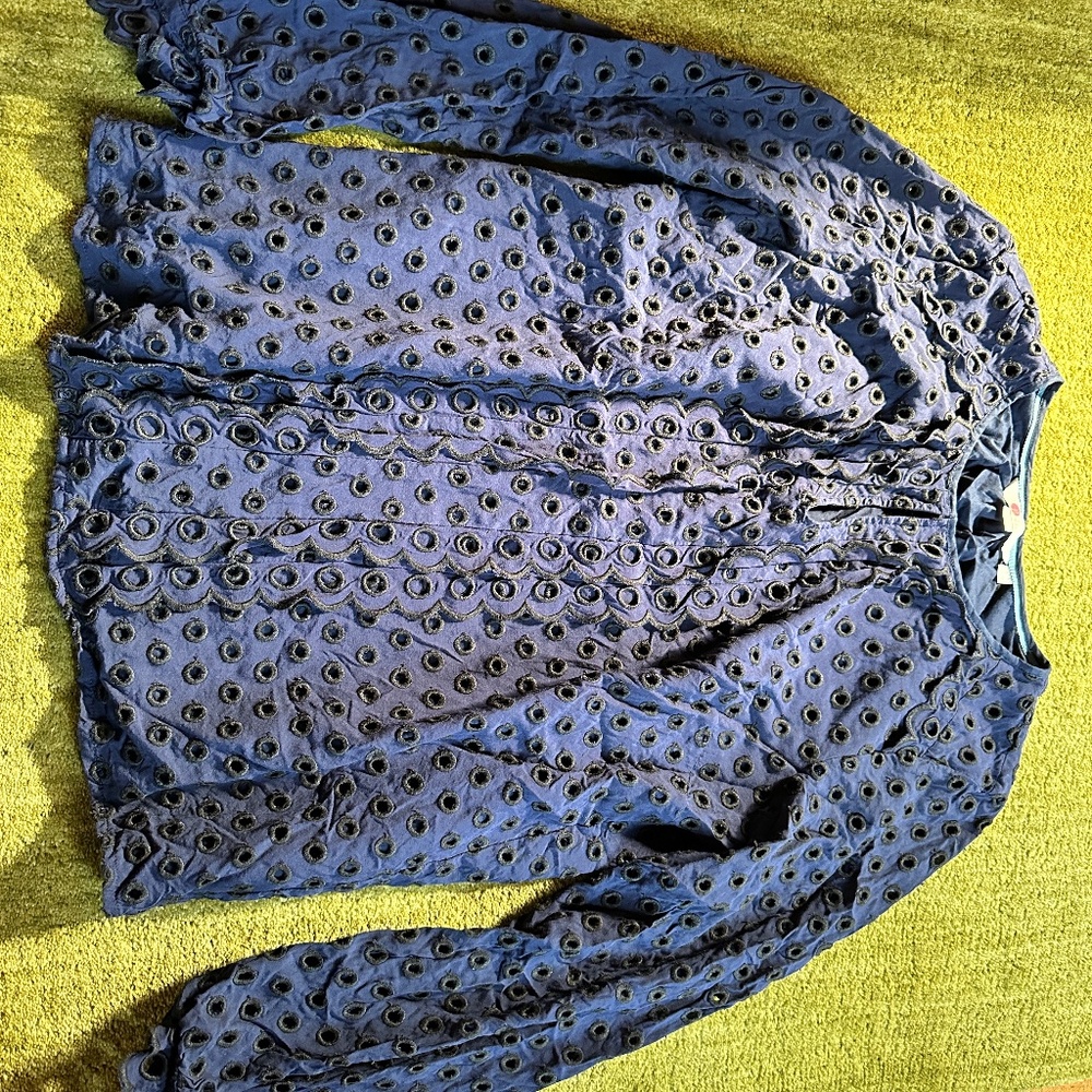 No longer available Boden size 8 navy eyelet long sleeved shirt